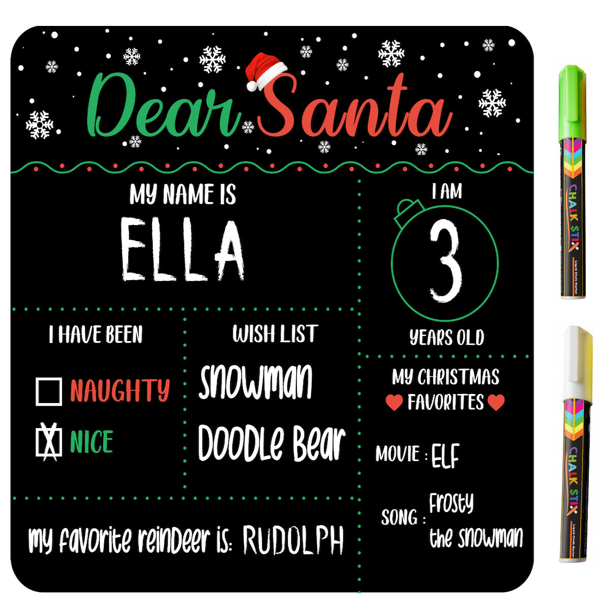 12x12 Dear Santa Chalkboard Kit, Photo Prop