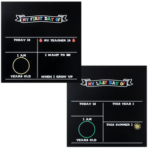 Set of 12" x 12" First and Last Day of School Chalkboard Kit | Marker or Chalk Included | FREE SHIPPING