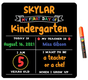 12" x 12" First Day of School Chalkboard Kit | 2-Sided | Photo Prop | Includes One Chalk Marker | FREE SHIPPING