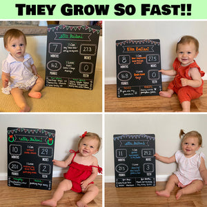 Baby Milestone Chalkboard Kit | Photo Prop | Includes 2 Chalk Markers | 13.75" x 17.5" | FREE SHIPPING