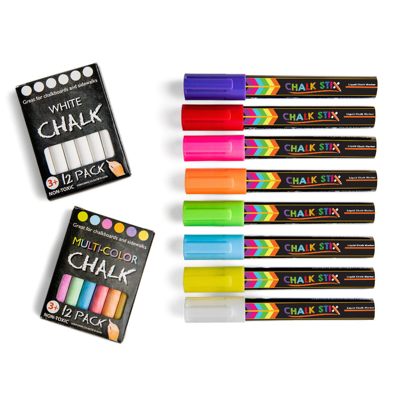 8pcs Chalk Pens For Blackboards, 6mm Fine Bullet Or Chisel Tip, Blackboard  Pens Contain 8 Neon Colors For Erasable Paint Markers. Chalkboard Pens For